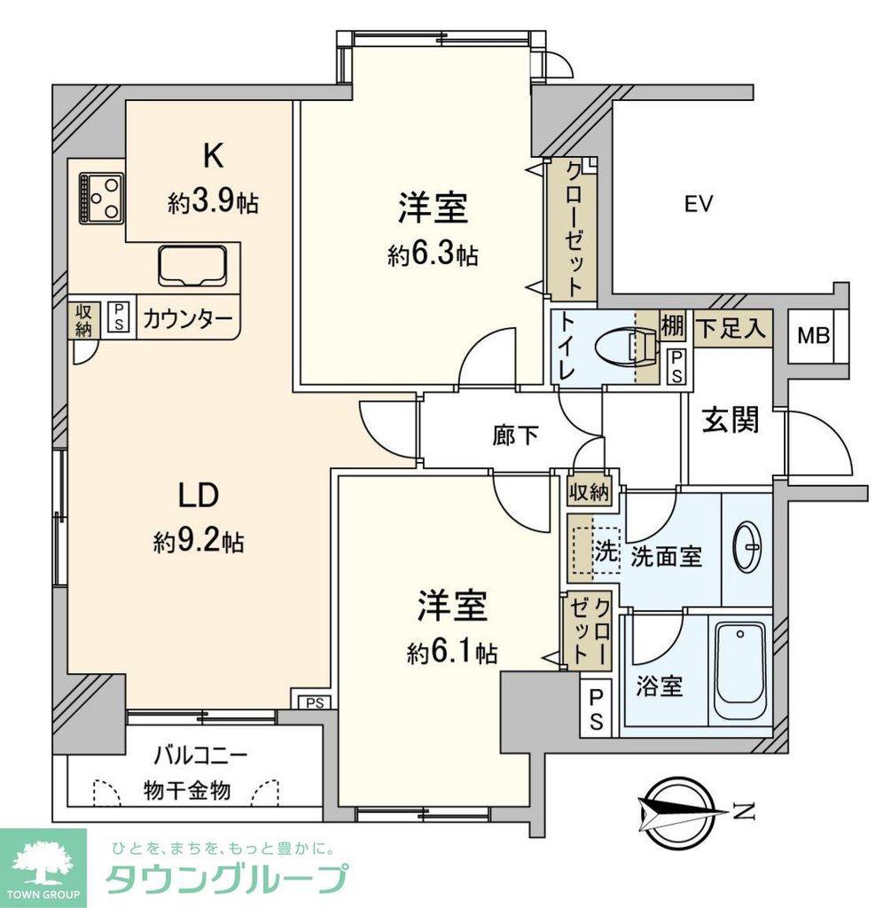 アールヴェール三鷹中央通(2LDK/5階)の間取り写真