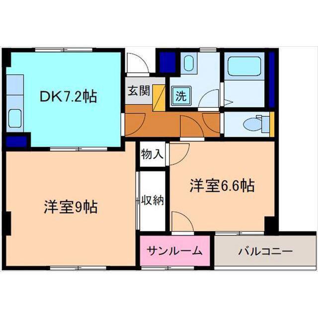 ボルグムーレヨン(2DK/2階)の間取り写真