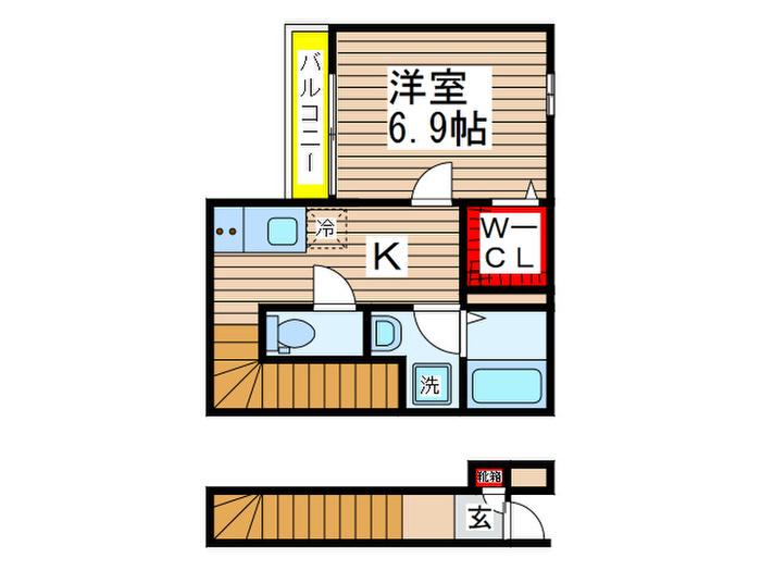 リブリ・カーサブランカ(1K/2階)の間取り写真