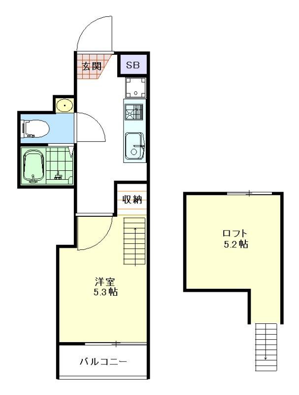 ラフィネ平和台(1K/3階)の間取り写真