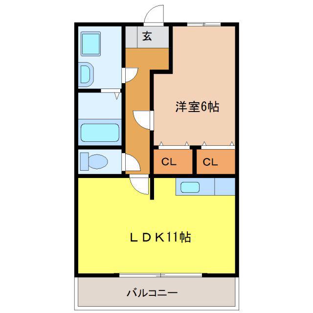 ウィステリア・レイ 2番館(2LDK/1階)の間取り写真