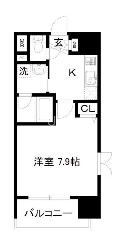 ベラジオ京都西院ウエストシティII(1K/7階)の間取り写真