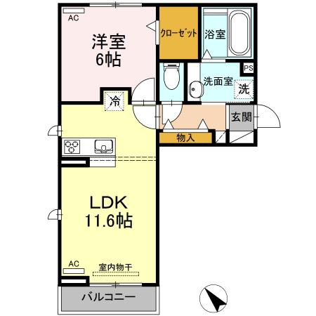 マリーゴールド A(1LDK/3階)の間取り写真