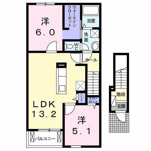 フローラ 悠(2LDK/2階)の間取り写真