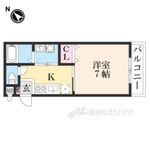 YUMARIN7一乗寺(1K/3階)の間取り写真