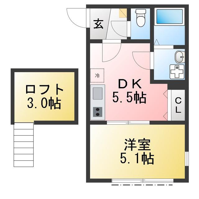釜利谷東6丁目アパート(1DK/2階)の間取り写真