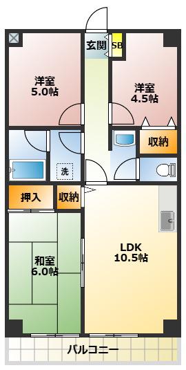 テラス常盤台(3LDK/1階)の間取り写真
