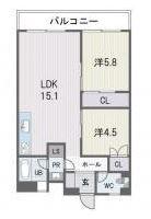 脇坂マンション(2LDK/4階)の間取り写真