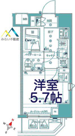 イアース横濱関内(1K/6階)の間取り写真