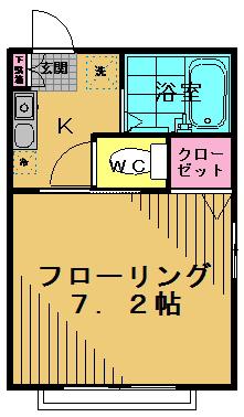 アーリア府中A(1K/2階)の間取り写真