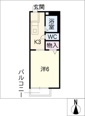 ピュアハイツ ハヤシ(1K/2階)の間取り写真