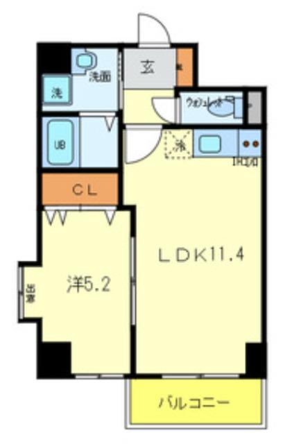 グランピア河原(1LDK/2階)の間取り写真