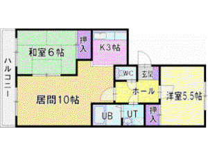 ティアラパスウェイ参番館(2LDK/3階)の間取り写真