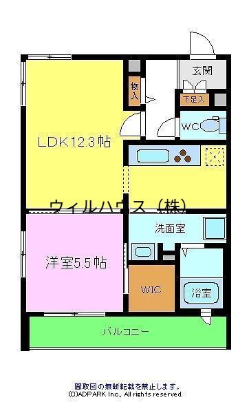 シャーメゾン芽(1LDK/1階)の間取り写真