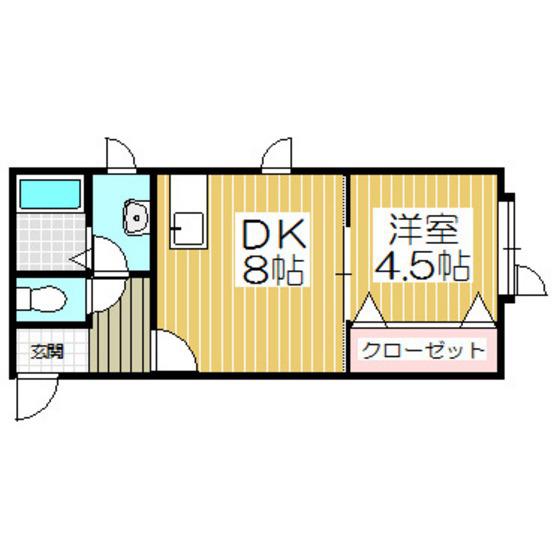 ガーデンヒルズ(1DK/2階)の間取り写真
