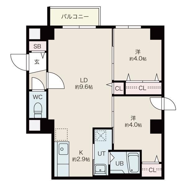 ファランドール平岸(2LDK/4階)の間取り写真