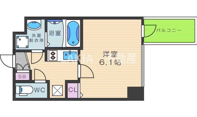 プレサンス上町台クレスト(1K/5階)の間取り写真