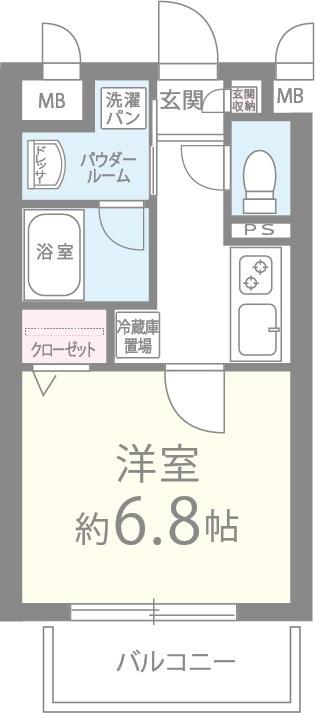 プランドール中之島(1K/3階)の間取り写真