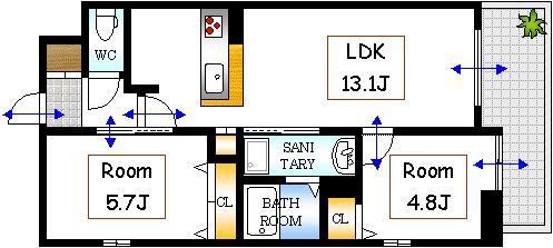 REGULUS東平塚(1SLDK/10階)の間取り写真