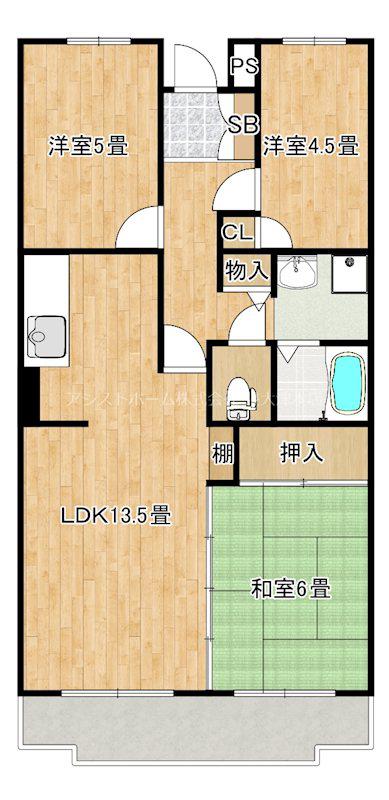 ハウプトブルク(3LDK/3階)の間取り写真