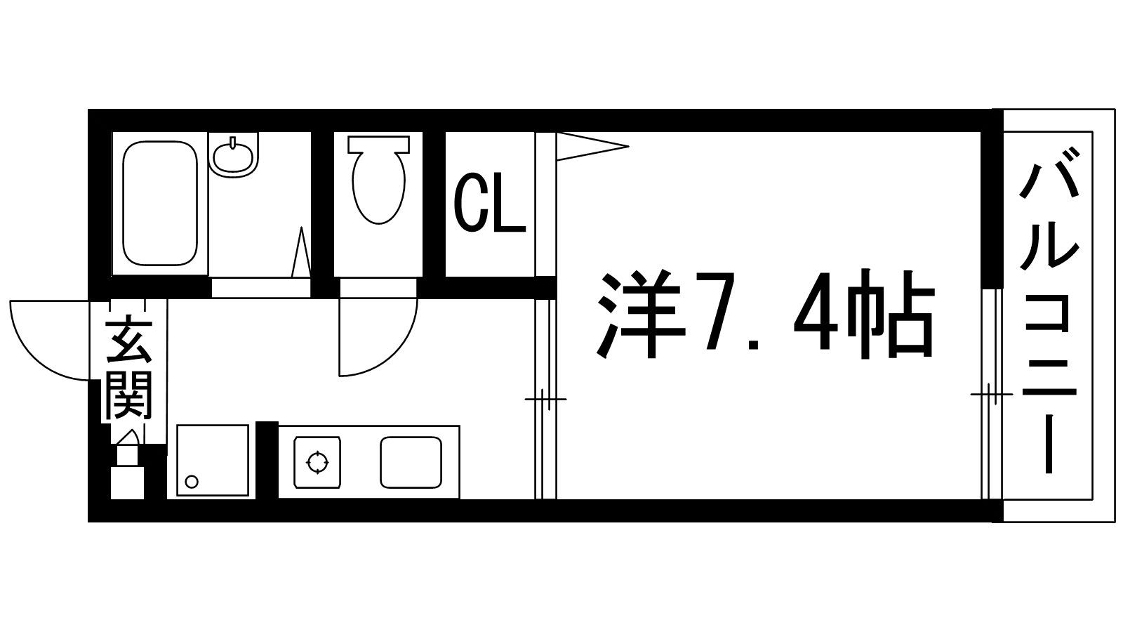 売布Kハイツ(1K/2階)の間取り写真