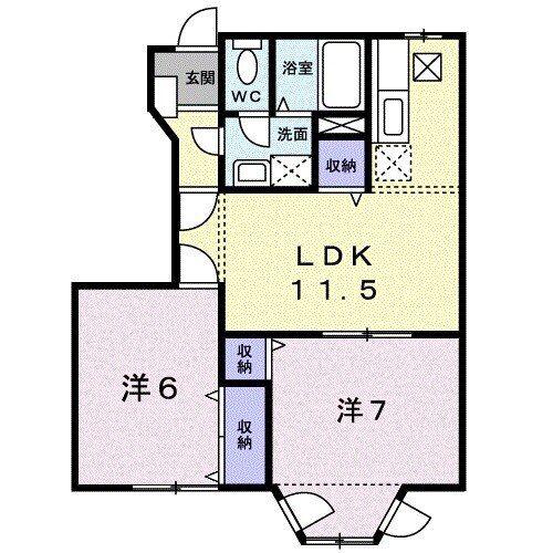 カルテットD(2LDK/1階)の間取り写真