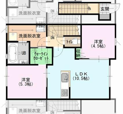 グラン・パレスかほくII(2LDK/2階)の間取り写真