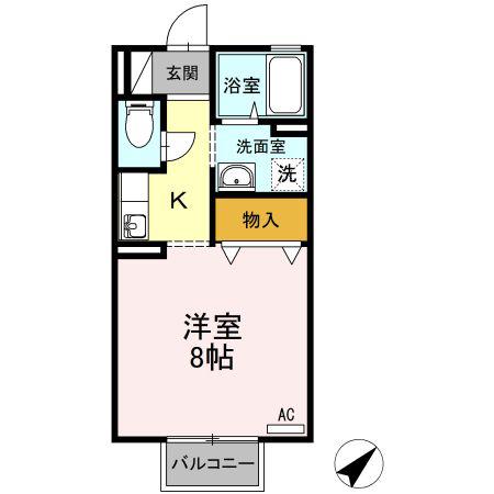 ハイマートD(ワンルーム/1階)の間取り写真