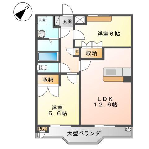 ドリームガーデン(2LDK/2階)の間取り写真