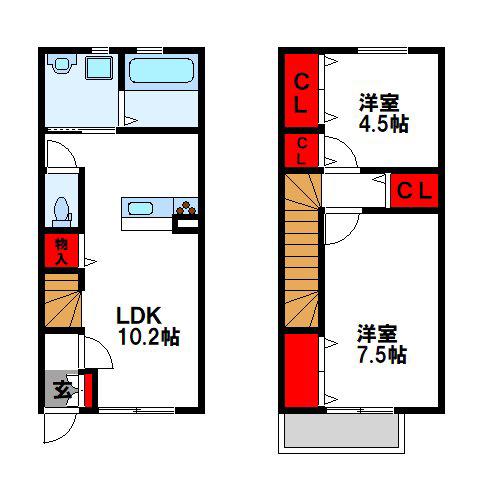 ラックメゾンII(2LDK/1階)の間取り写真