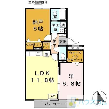 オークス玉瀬2(2LDK/3階)の間取り写真