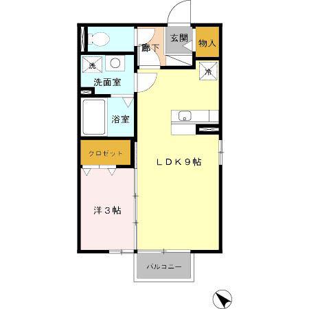 メルベーユKII(1LDK/2階)の間取り写真