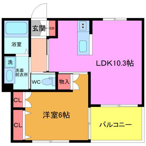 カーサビアンカ(1LDK/1階)の間取り写真