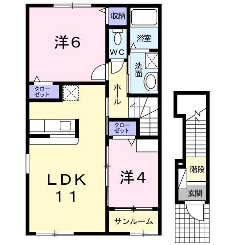 メランジェA(2LDK/2階)の間取り写真