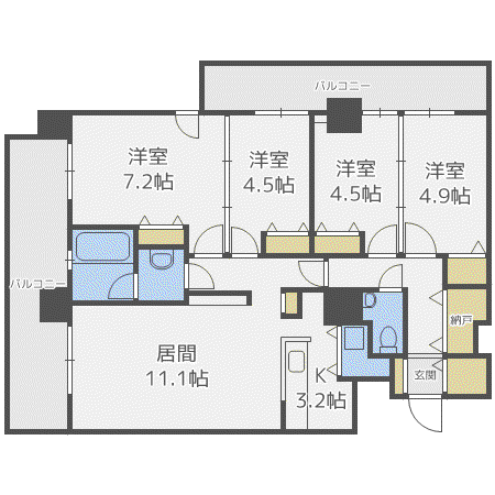 ビッグパレス北14条(4LDK/14階)の間取り写真