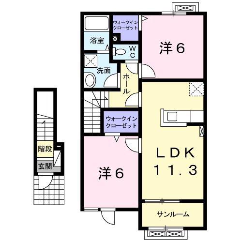 カーサ プラシードTI(2LDK/2階)の間取り写真