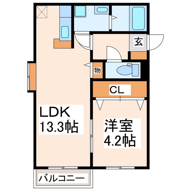クラランス渡鹿II(1LDK/1階)の間取り写真