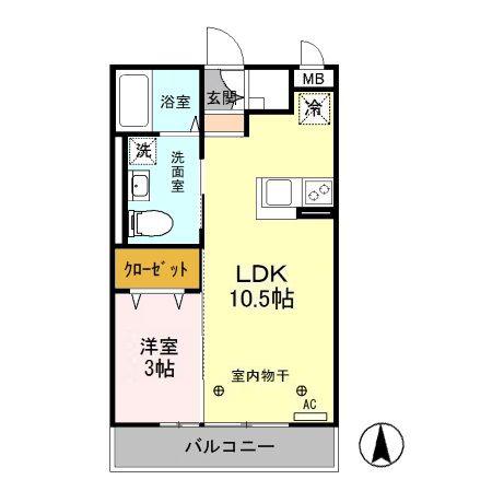 グロース小山(1LDK/1階)の間取り写真