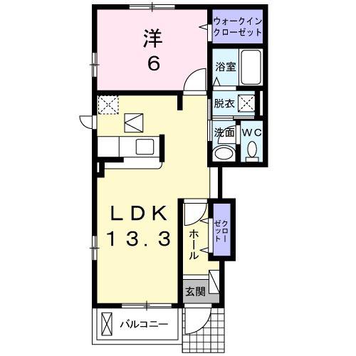 コンシェルジュ颯II(1LDK/1階)の間取り写真