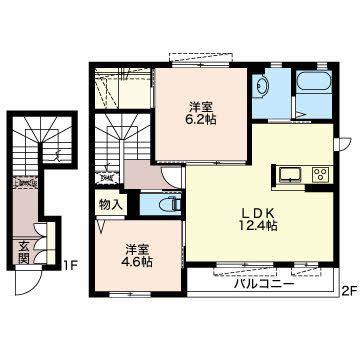 アジデンスペサージ(2LDK/2階)の間取り写真