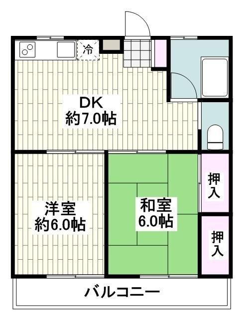 大岡ビル(2DK/4階)の間取り写真