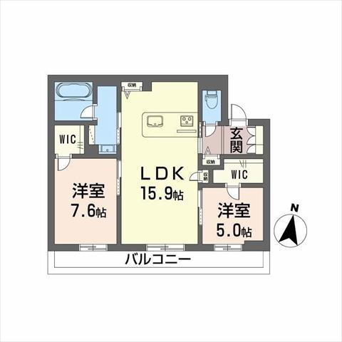 シャーメゾン春日(2LDK/3階)の間取り写真