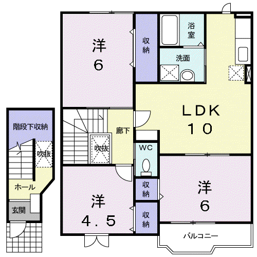 サンフィールドB(3LDK/2階)の間取り写真