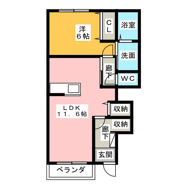 リベルテ南浦(1LDK/1階)の間取り写真