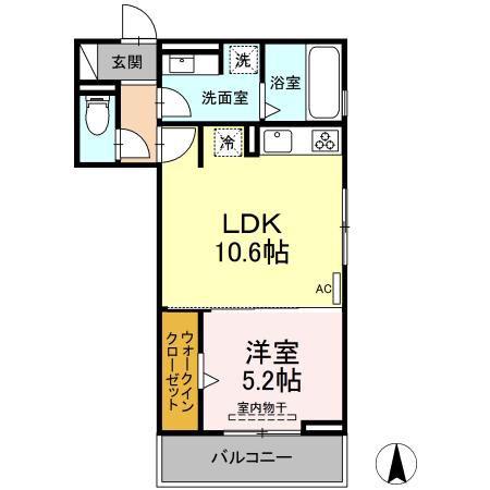 シャルマン高畑(1LDK/2階)の間取り写真