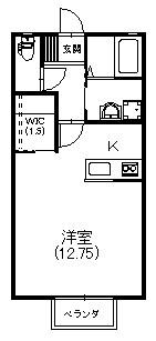 ベラヴィスタ(ワンルーム/2階)の間取り写真