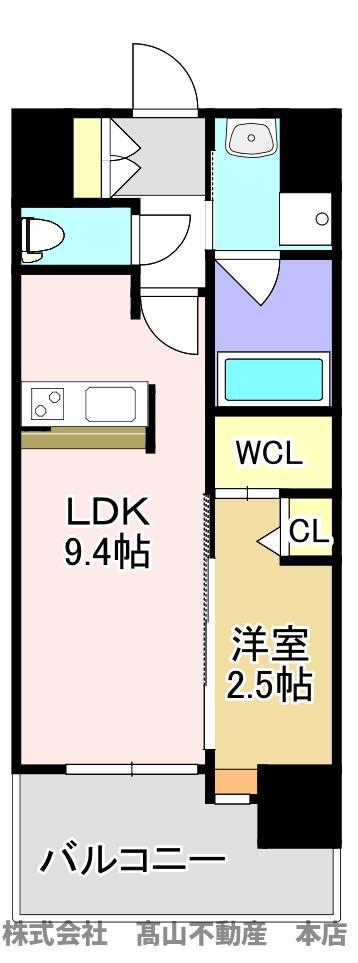 ロイヤルタワー赤間中央(1LDK/6階)の間取り写真