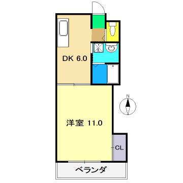 ドリームハウス 2(1DK/5階)の間取り写真