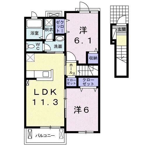 レスポアールVI(2LDK/2階)の間取り写真