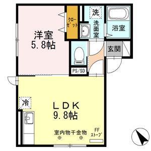 アベニュー山の手(1LDK/1階)の間取り写真